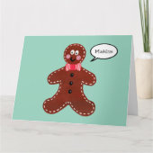 Gepersonaliseerde Gingerbread Man Kerstmis Kaart (Voorkant)