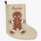 Gepersonaliseerde Gingerbread Stocking Grote Kerstsok (Voorkant)