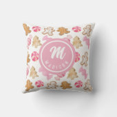Gepersonaliseerde Gingerbread & Sugarplum Roze Pat Kussen (Achterkant)