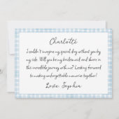 Gepersonaliseerde Gingham Brunch bruidsmeisje voor Notitiekaartje (Achterkant)