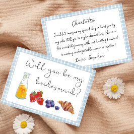 Gepersonaliseerde Gingham Brunch bruidsmeisje voor Notitiekaartje