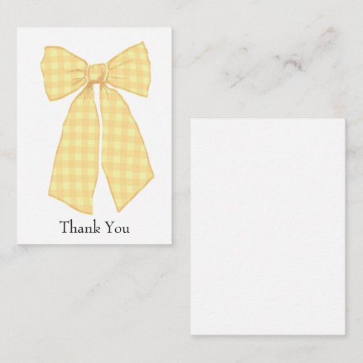 Gepersonaliseerde Gingham Coquette Bow Dank u Notitiekaartje (Voorkant / Achterkant)