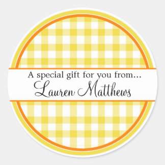 Gepersonaliseerde Gingham Gift Stickers