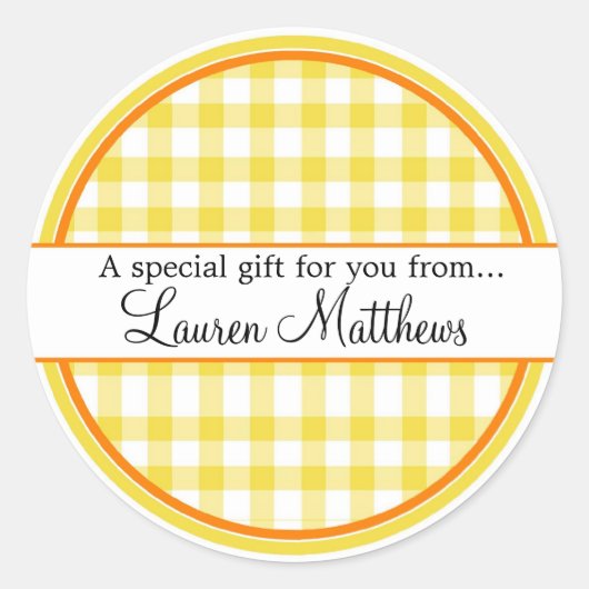 Gepersonaliseerde Gingham Gift Stickers (Voorkant)