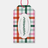 Gepersonaliseerde Gingham Pattern Christmas Gift L Cadeaulabel (Voorkant)