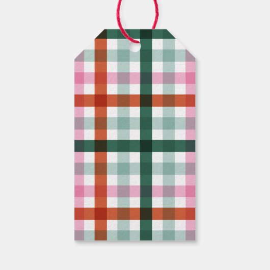 Gepersonaliseerde Gingham Pattern Christmas Gift L Cadeaulabel (Achterkant)