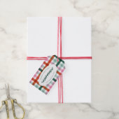 Gepersonaliseerde Gingham Pattern Christmas Gift L Cadeaulabel (Met Touw)