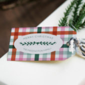 Gepersonaliseerde Gingham Pattern Christmas Gift L Cadeaulabel