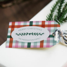 Gepersonaliseerde Gingham Pattern Christmas Gift L