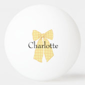 Gepersonaliseerde Gingham Romantische Coquette Bow Pingpongbal (Achterkant)