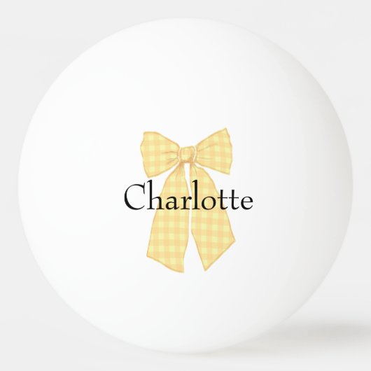 Gepersonaliseerde Gingham Romantische Coquette Bow Pingpongbal (Achterkant)