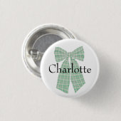 Gepersonaliseerde Gingham Romantische Coquette Bow Ronde Button 3,2 Cm (Voorkant /achterkant)