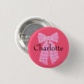 Gepersonaliseerde Gingham Roze Romantische Coquett Ronde Button 3,2 Cm (Voorkant /achterkant)