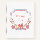Gepersonaliseerde Gingham School Crest Notitieboek (Voorkant)