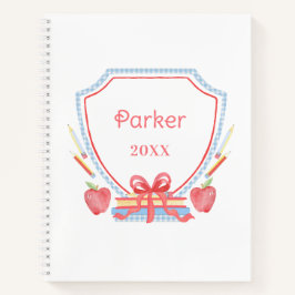 Gepersonaliseerde Gingham School Crest Notitieboek