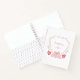 Gepersonaliseerde Gingham School Crest Notitieboek
