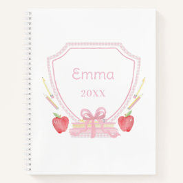 Gepersonaliseerde Gingham School Crest Notitieboek