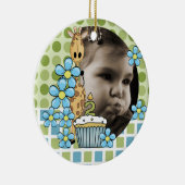 Gepersonaliseerde Giraffe 2e verjaardag Foto Ornam Keramisch Ornament (Rechts)