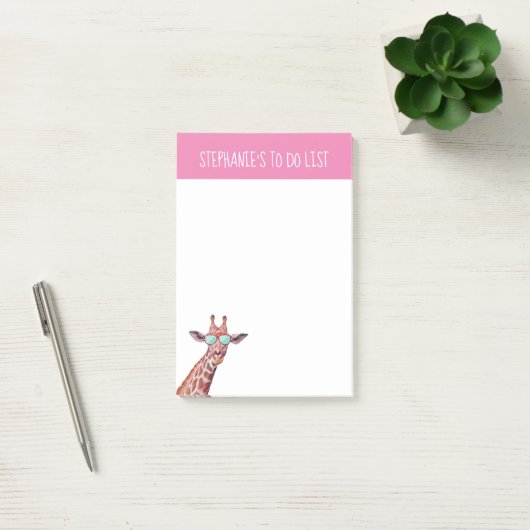 Gepersonaliseerde Giraffe afvuren om lijst roze te Post-it® Notes (Kantoor)