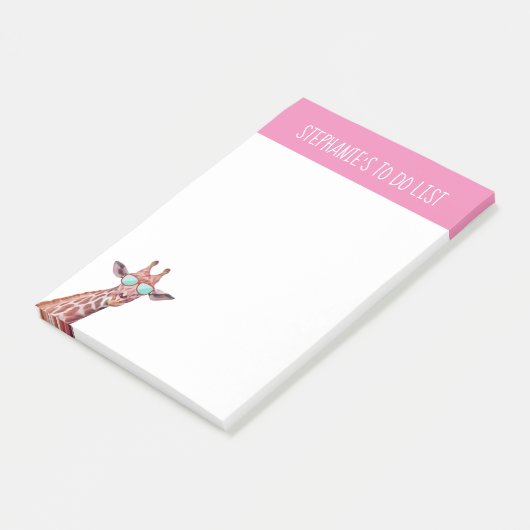 Gepersonaliseerde Giraffe afvuren om lijst roze te Post-it® Notes (Schuin)