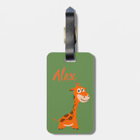 Gepersonaliseerde Giraffe Bagagelabel (Achterkant verticaal)