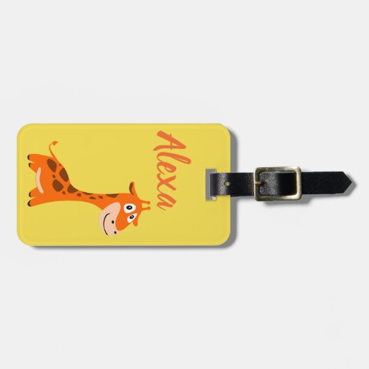 Gepersonaliseerde Giraffe Bagagelabel (Voorkant horizontaal)