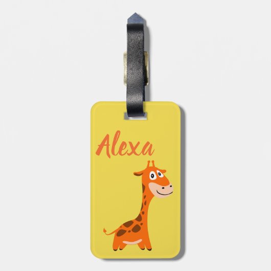 Gepersonaliseerde Giraffe Bagagelabel (Achterkant verticaal)