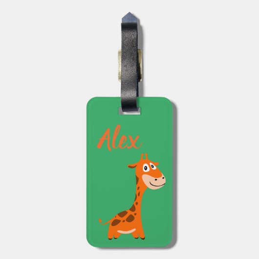 Gepersonaliseerde Giraffe Bagagelabel (Achterkant verticaal)