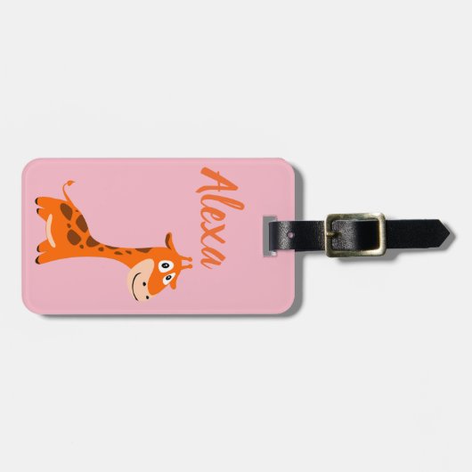 Gepersonaliseerde Giraffe Bagagelabel (Voorkant horizontaal)