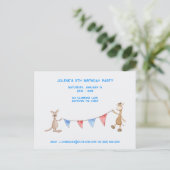 Gepersonaliseerde Giraffe en Kangaroo Birthday Par Briefkaart (Staand voorkant)