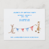Gepersonaliseerde Giraffe en Kangaroo Birthday Par Briefkaart (Voorkant)