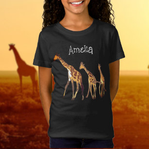 Gepersonaliseerde Giraffe Familie T-Shirt