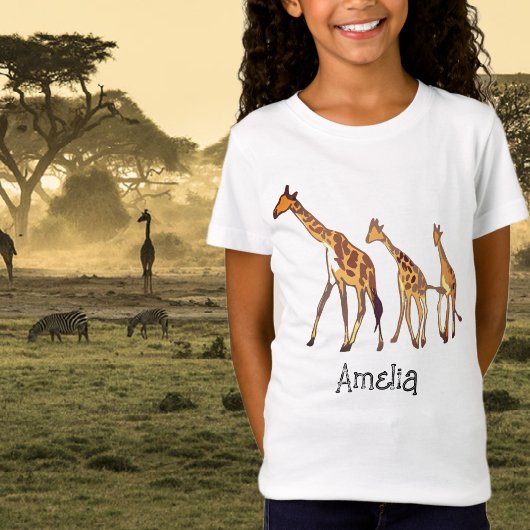 Gepersonaliseerde Giraffe Familie T-Shirt