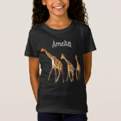 Gepersonaliseerde Giraffe Familie T-Shirt (Voorkant)
