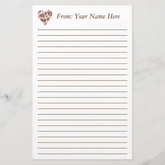 Gepersonaliseerde Giraffe - hartritmeartikelen Briefpapier (Voorkant)