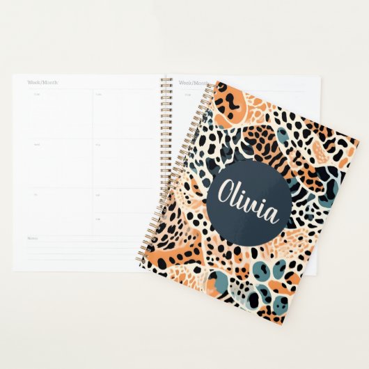 Gepersonaliseerde Giraffe Leopard Animal Print Planner (Display)