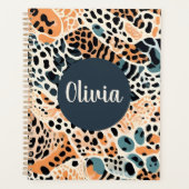 Gepersonaliseerde Giraffe Leopard Animal Print Planner (Voorkant)