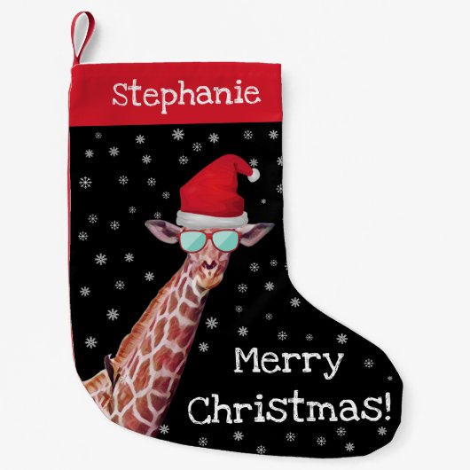 Gepersonaliseerde Giraffe met kerstvakantie Kleine Kerstsok (Voorkant)