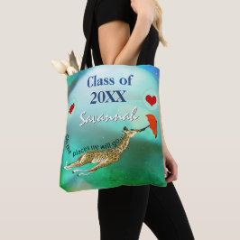 Gepersonaliseerde Giraffe Oh the Places We Will Go Tote Bag