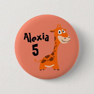Gepersonaliseerde Giraffe Ronde Button 5,7 Cm