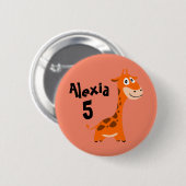 Gepersonaliseerde Giraffe Ronde Button 5,7 Cm (Voorkant /achterkant)