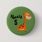 Gepersonaliseerde Giraffe Ronde Button 5,7 Cm (Voorkant)