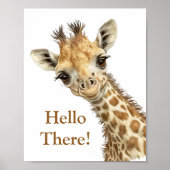 Gepersonaliseerde Giraffe Schattigee Waterverf kin Poster (Voorkant)