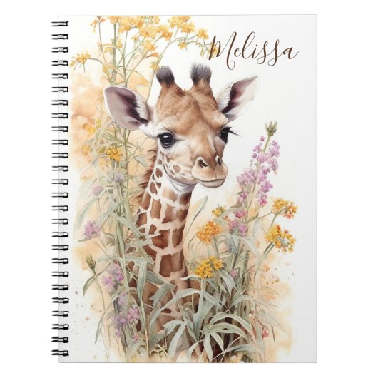 Gepersonaliseerde Giraffe School Kantoor Gift Notitieboek (Voorkant)