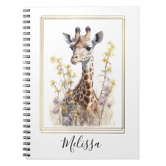 Gepersonaliseerde Giraffe School Kantoor Gift Notitieboek (Voorkant)