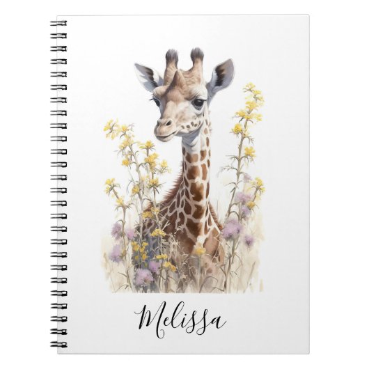 Gepersonaliseerde Giraffe School Kantoor Gift Notitieboek (Voorkant)