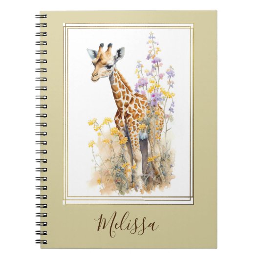 Gepersonaliseerde Giraffe School Kantoor Gift Notitieboek (Voorkant)