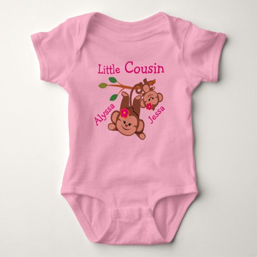 Gepersonaliseerde Girl Monkeys Little Cousin Romper (Voorkant)
