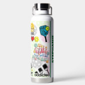 Gepersonaliseerde "Girl-Powered Pickleball Tijd" Waterfles (Achterkant)