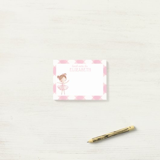 Gepersonaliseerde Girl Waterverf Ballerina Kinder  Post-it® Notes (Op bureau)